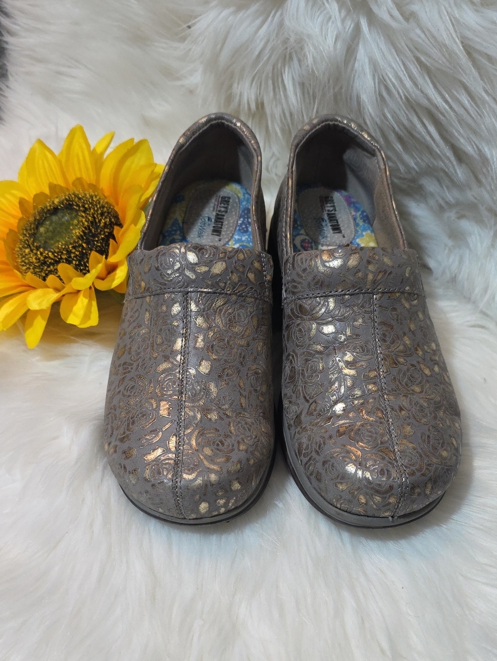 Grey's Anatomy by Softwalk Metallic Brown Leather Clogs